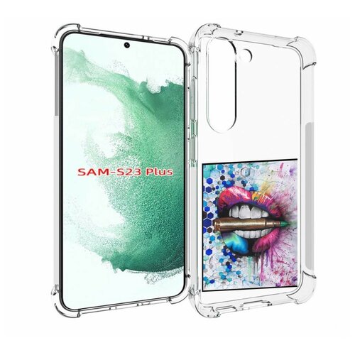 Чехол MyPads разноцветные губы с пулей для Samsung Galaxy S23 Plus + задняя-панель-накладка-бампер