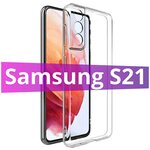 Ультратонкий силиконовый чехол для телефона Samsung Galaxy S21 / Самсунг Галакси Эс 21 с дополнительной защитой камеры (Прозрачный) - изображение