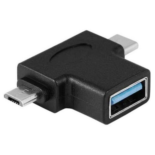 Адаптер USB3.0 Af-microB2.0 + Type-Cm Orient UC-302 Т-образная насадка на кабель адаптер usb2 0 cm microbf orient uc 201 насадка на microusb кабель чёрный