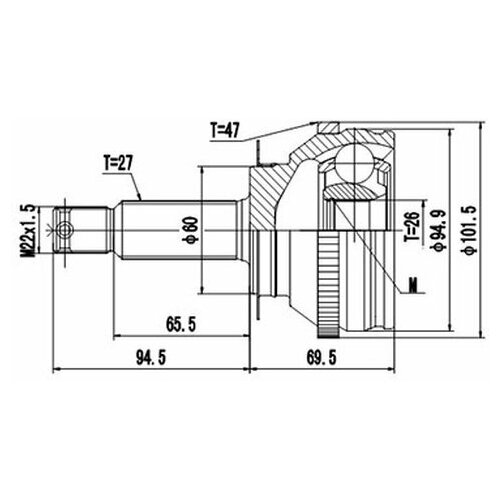 ШРУС Dynamatrix-Korea DCV824066 для Hyundai Trajet