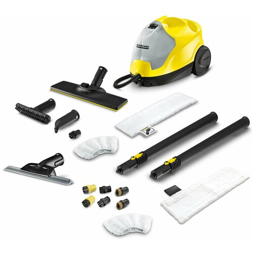 Пароочиститель Karcher SC 4 EasyFix + аксессуары VELER: насадка для окон, 1 салфетка для пола, 1 ручная обтяжка, 4 пластиковые щёточки и 2 латунные