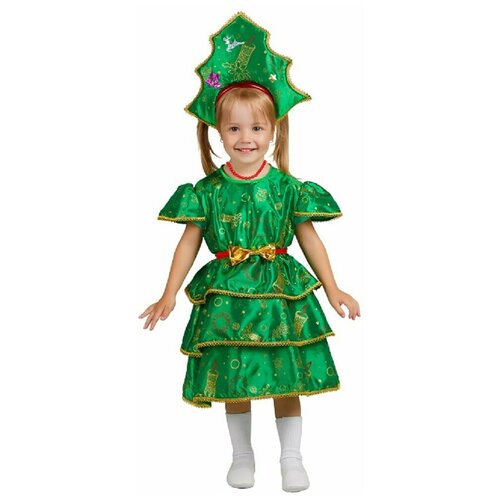 фото Костюм новогодняя елочка в короне детский элит классик 32 (128 см) (корона, платье) elite classic