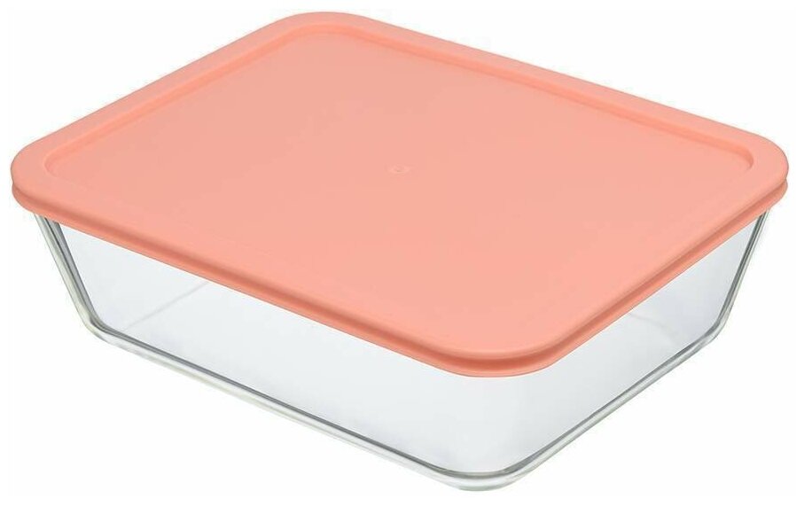 Контейнер для еды Smart Solutions стеклянный 2600 мл розовый JV2600RC - фотография № 1