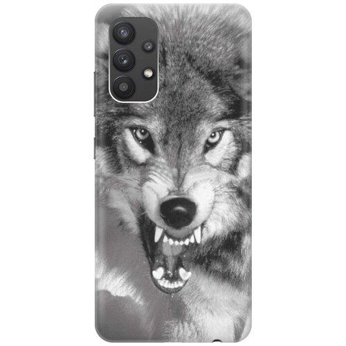 фото Ультратонкий силиконовый чехол-накладка для samsung galaxy a32 с принтом "волчий оскал" gosso