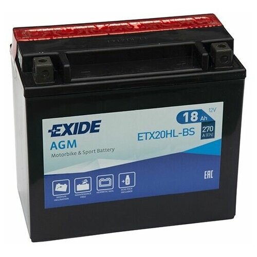 Аккумулятор Мото Exide 18Ач обратная полярность ETX20HL-BS