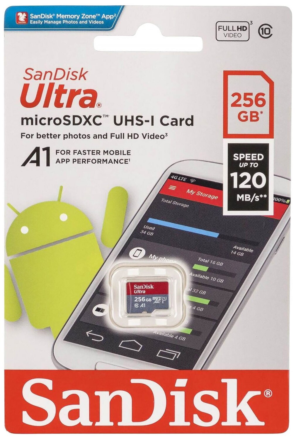 Карта памяти MicroSD SanDisk Ultra 256GB UHS-I (SDSQUA4-256G-GN6MN)