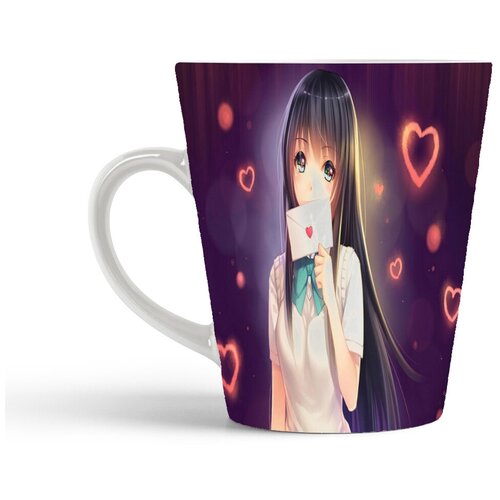 фото Кружка-латте coolpodarok аниме чёрные волосы сердечки