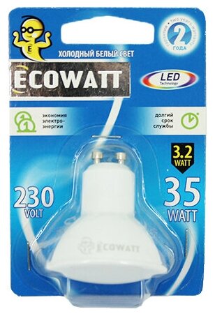 Лампа светодиодная ECOWATT GU10 230V 3,2W 4000K