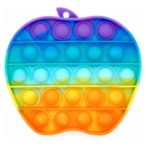 Сенсорная игрушка антистресс Поп Ит с пузырьками Вечная пупырка - Тактильная успокоительная нажимная игрушка шарики Яблоко, разноцветный
