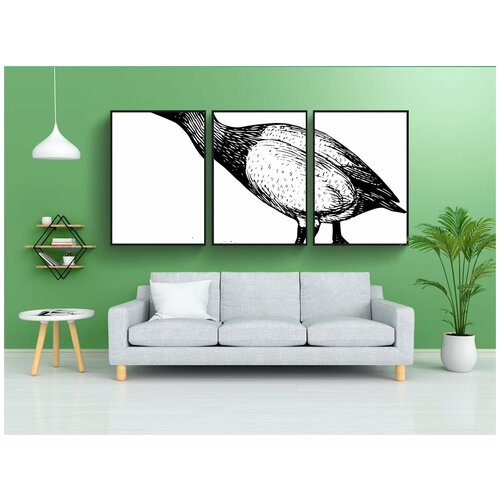 фото Набор модулных постеров для интерьера "гусь, птица, стоя" 60x90 см. в тубусе, без рамки lotsprints