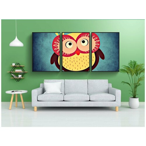 фото Набор модулных постеров для интерьера "сова, разноцветный, веселье" 60x90 см. в тубусе, без рамки lotsprints