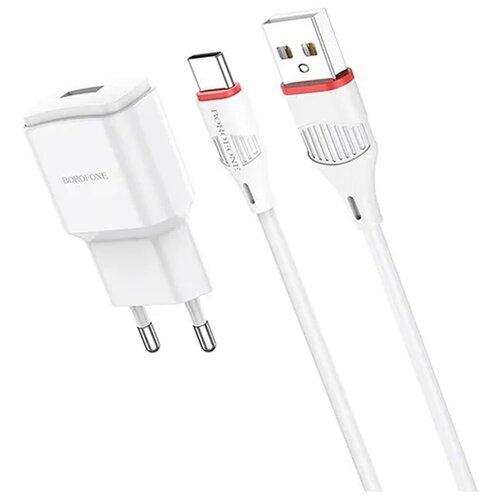 Зарядное устройство BOROFONE BA48A Orion USB + Кабель USB-Type-C, 2.1A, белый зарядное устройство borofone ba48a orion белый 1xusb 2 1a