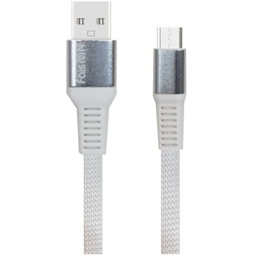 USB кабель-- микро USB FaisON FX6 Sleek, 1.0м, плоский, 2.1A, ткань, цвет: белый