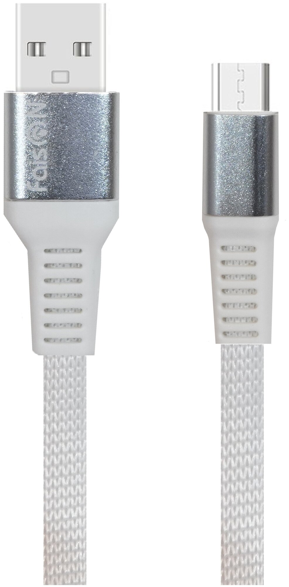 USB кабель-- микро USB FaisON FX6 Sleek, 1.0м, плоский, 2.1A, ткань, цвет: белый