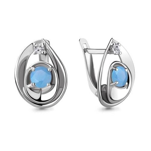 Серьги AQUAMARINE, серебро, 925 проба, фианит