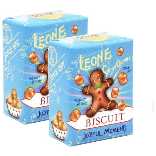 Сахарные конфеты / освежающие пастилки Leone со вкусом печенья (2 упаковки по 30 г), Италия