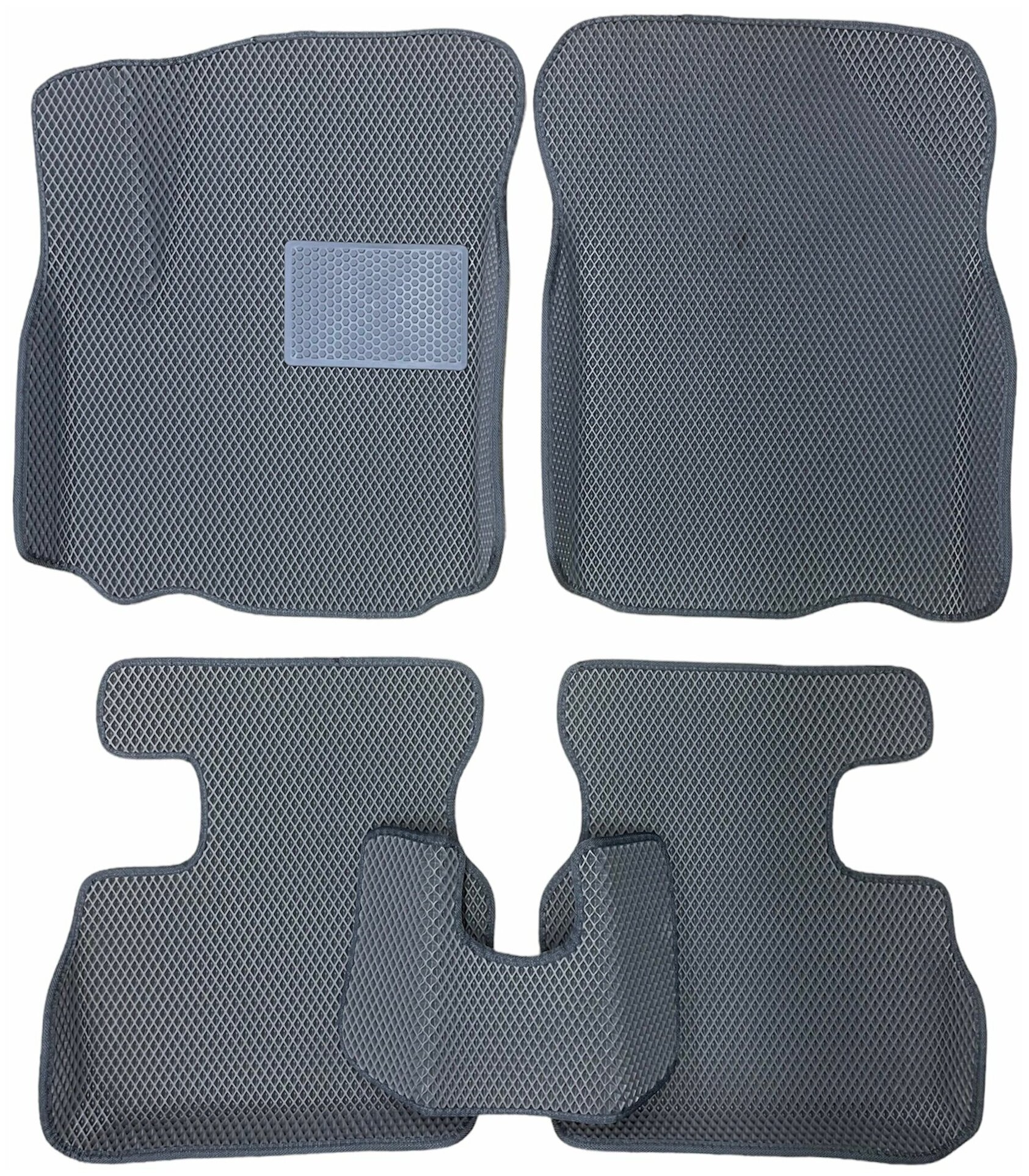 Автомобильные коврики ЕВА / EVA с бортами 3д / 3D для Renault Laguna 3 2007-2015 / Рено Лагуна 3 серый(ромб)-графитовый / резин подпятник