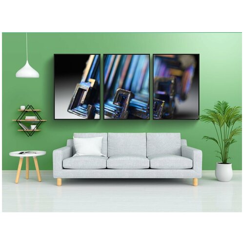 фото Набор модулных постеров для интерьера "висмут, кристалл висмута, оттенок" 60x90 см. в тубусе, без рамки lotsprints