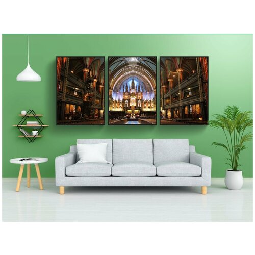 фото Набор модулных постеров для интерьера "церковь, кафедральный собор, монреаль" 60x90 см. в тубусе, без рамки lotsprints