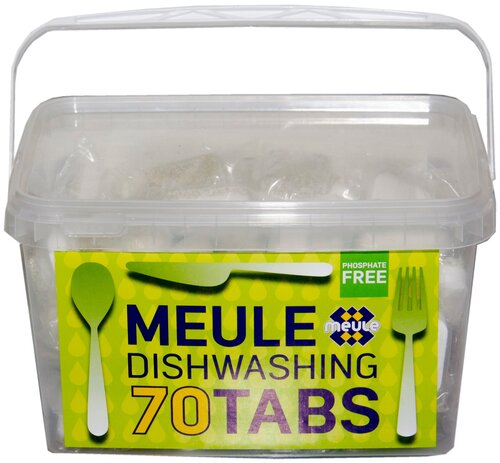 Таблетки “MEULE” PHOSPHATE FREE для мытья посуды в посудомоечной машине. Упаковка 70 шт