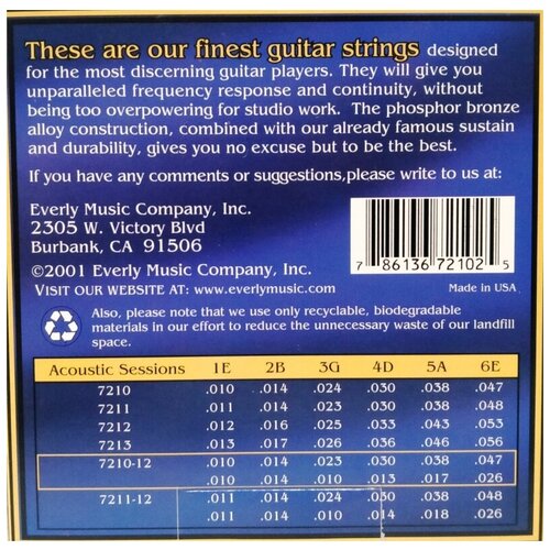 Струны для 12-струнной гитары EVERLY 7210-12 10-47
