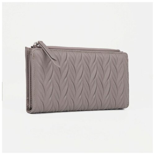 фото Кошелек , текстиль, на кнопках, 3 отделения для банкнот, отделение для монет, серый