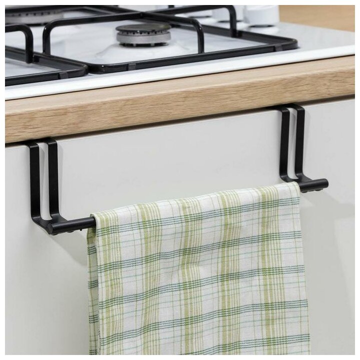 фото Держатель для полотенец на дверцу, цвет черный