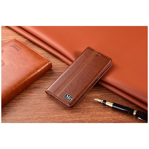 фото Чехол-книжка mypads premium для samsung galaxy a72 (sm-a725f) 2021 из качественной натуральной мраморной кожи буйвола прошитый элегантной прострочкой светло-коричневый