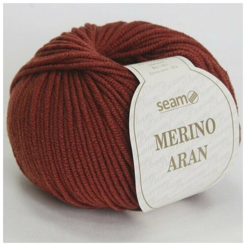 Пряжа Merino Aran Seam цвет 20 медно-коричневый, 10шт*(87м/50г), 100% мериносовая шерсть экстрафайн супервош