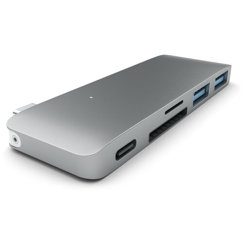 Многопортовый адаптер Satechi Pass-Through с коннектором USB-C USB-C 49 Вт 2 USB-A 30 SD microSD Серый космос Space Gray 599900₽