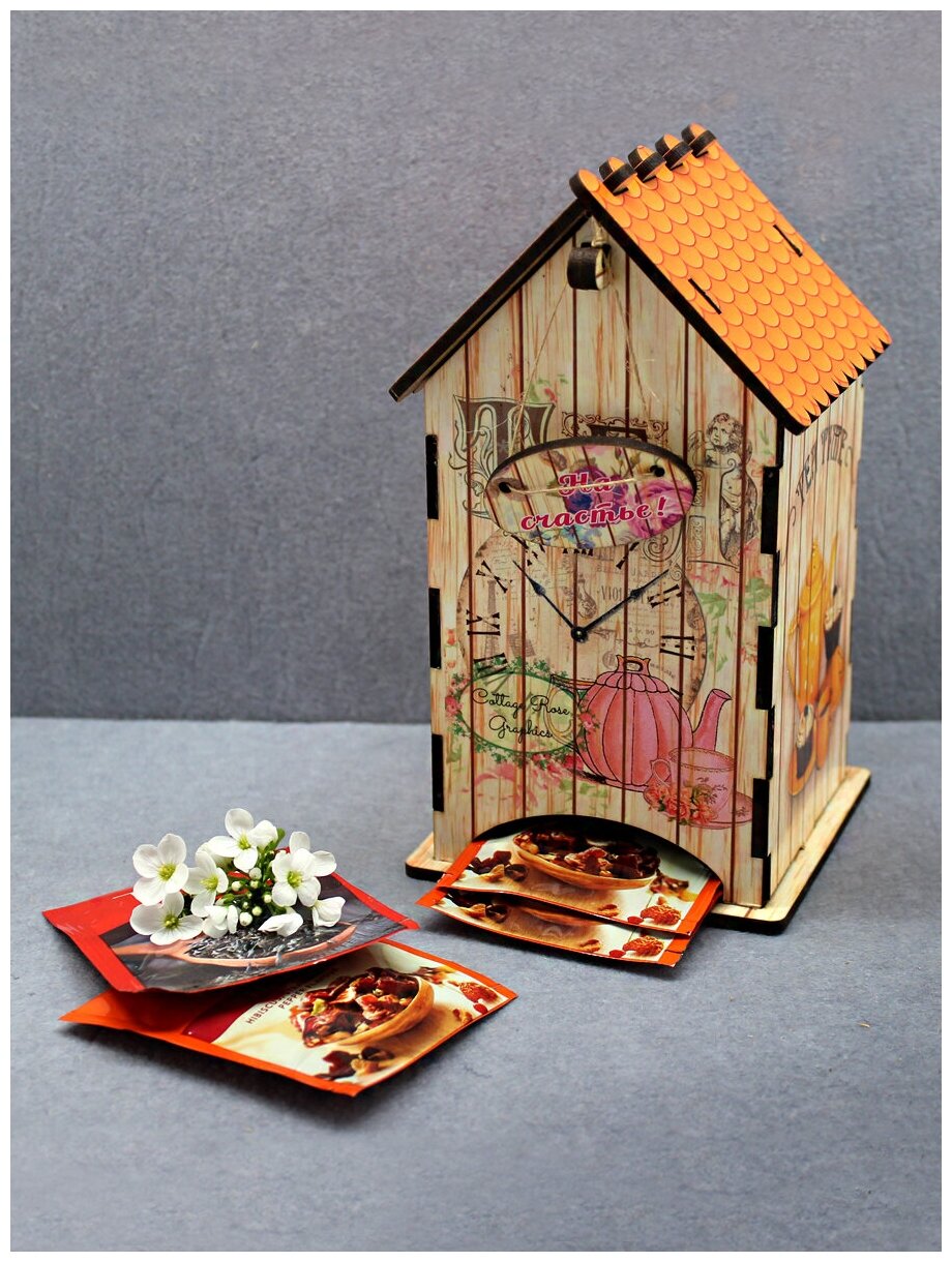 Подставка под чайные пакетики, чайный домик сувенирный подарок сувенир для кухни чая "Прованс" - фотография № 1