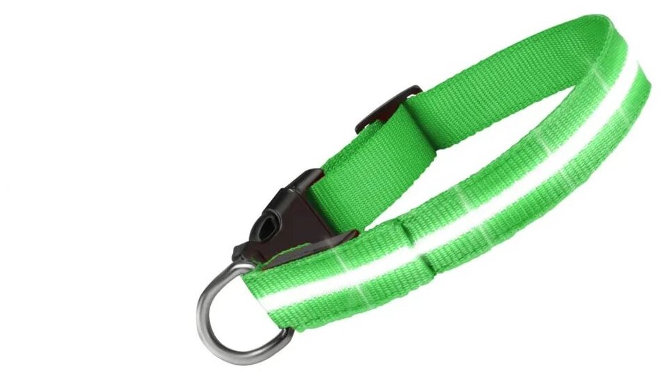 Светящийся ошейник для собак, светодиодный LED, Зеленый, размер L, 35-50 см