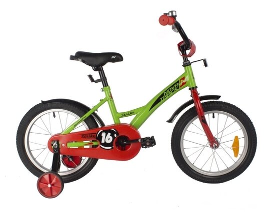 Детский велосипед NOVATRACK 16" STRIKE зеленый, тормоз нож, крылья корот, полная защита цепи