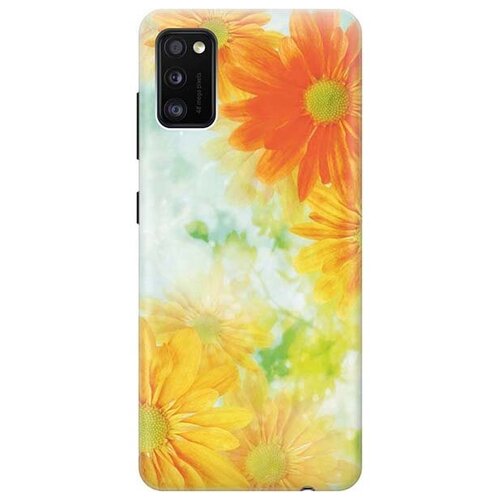фото Ультратонкий силиконовый чехол-накладка для samsung galaxy a41 с принтом "оранжевые цветы" gosso