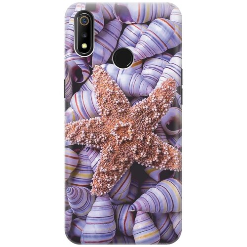 фото Re:pa накладка transparent для realme 3 с принтом "сиреневые ракушки"