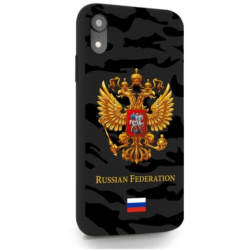 фото Черный силиконовый чехол musthavecase для iphone xr герб золотой милитари для айфон 10r противоударный