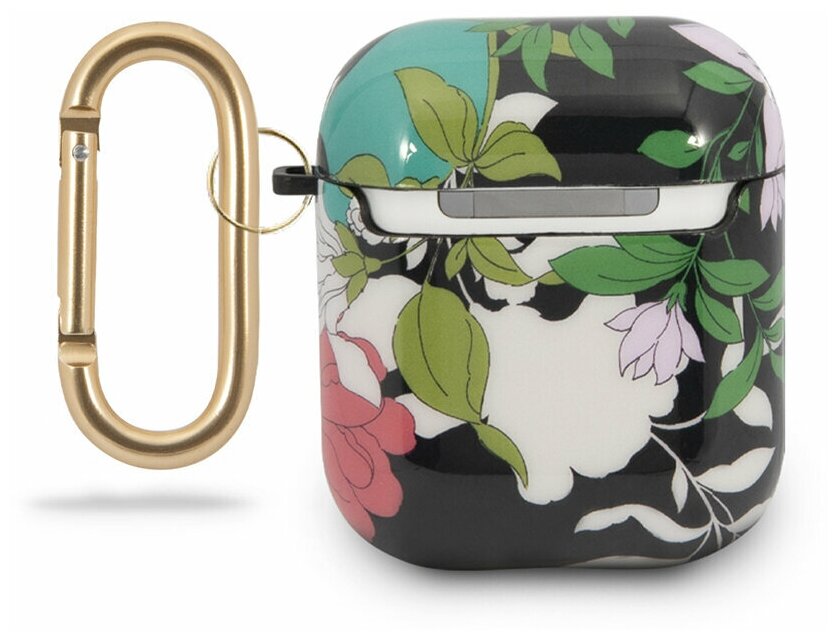 Чехол Guess для Airpods TPU case with ring Flower N.1 Green