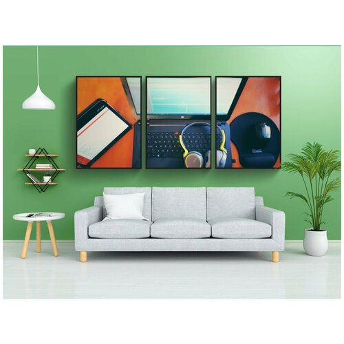 фото Набор модулных постеров для интерьера "пк, ноутбук, работай" 60x90 см. в тубусе, без рамки lotsprints