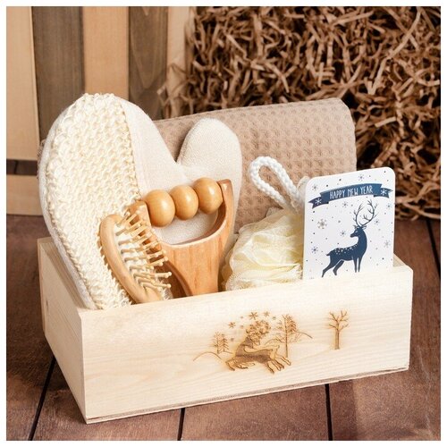 фото Набор подарочный этель "олени" полотенце 70х140см и аксс (4 предм)