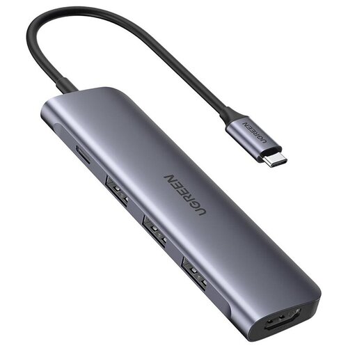 UGREEN. USB концентратор 5 в 1 (хаб), 3 х USB 3.0, HDMI, PD (50209) хаб usb ugreen 5 в 1 usb type c 3xusb hdmi 50209