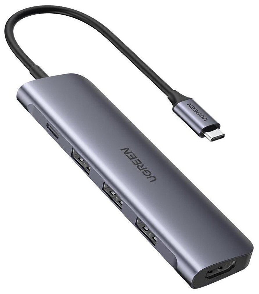 UGREEN. USB концентратор 5 в 1 (хаб) 3 х USB 3.0 HDMI PD (50209)