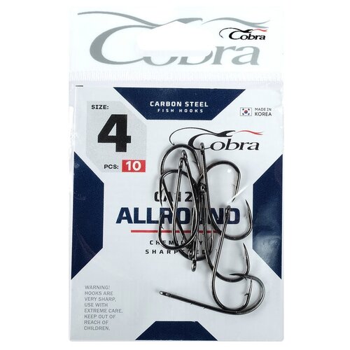 cobra крючки cobra allround ca129 4 10 шт COBRA Крючки Cobra ALLROUND CA129-4, 10 шт.