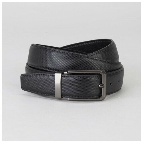 фото Ремень муж 05-05-03-01 сэм, 3,0*120*0,4см, рябь, 2 строчки, пряжка тем металл, чёрный 2992810 сима-ленд