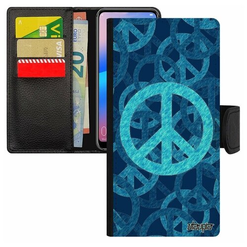 фото Чехол книжка на мобильный redmi 6a, "peace and love" пацифизм мандала utaupia
