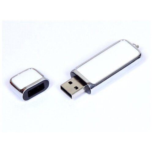 Компактная кожаная флешка для нанесения логотипа (64 Гб / GB USB 3.0 Белый/White 213 Flash drive Рудис Rudis Skin N277)