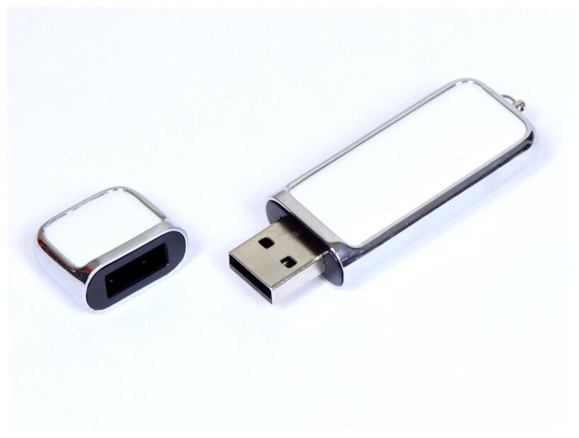 Компактная кожаная флешка для нанесения логотипа (4 Гб / GB USB 2.0 Белый/White 213 Недорого)