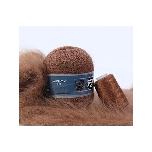 Пряжа Пух норки, цвет верблюжий, 1 моток + 1 дополнительная нить