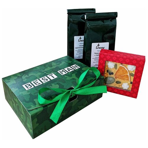 Подарочный набор из 2 видов чая и шоколада для мужчин на 23 февраля Liway "Камуфляж"
