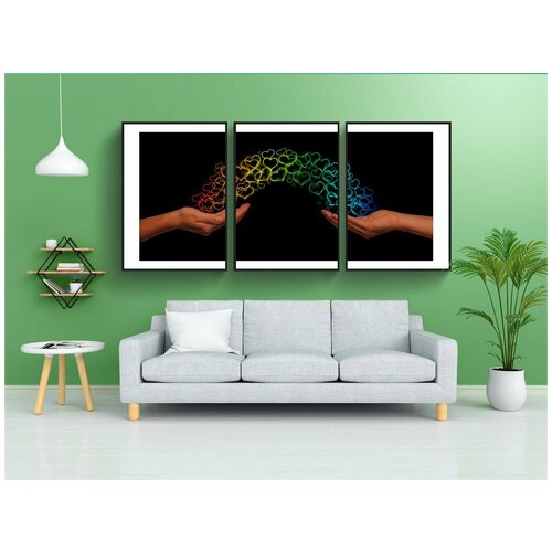 фото Набор модулных постеров для интерьера "руки, дать, частицы" 60x90 см. в тубусе, без рамки lotsprints