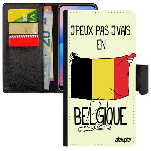 фото Ударопрочный чехол книжка для // galaxy s8 // "еду в бельгию" надпись рисунок, utaupia, белый